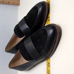 Madewell Alex Loafer Black Leather Suede Slip On Shoes Women’s Size 8.5 Heel